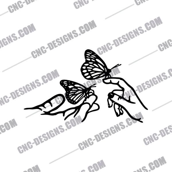 Decorative Hand with Butterflies DXF File