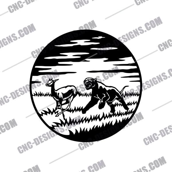 Lioness Hunting DXF File Image