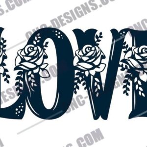 Flower Love Sign DXF File