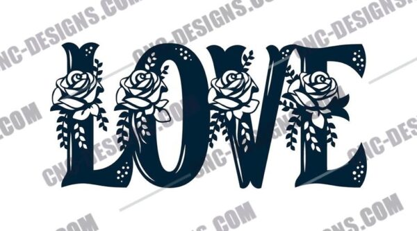 Flower Love Sign DXF File