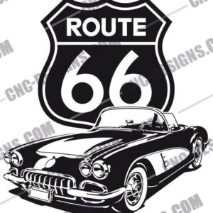 "Corvette Route 66 DXF Files for CNC Crafting"