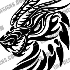 "Dragon Head Tribal Myth DXF File"