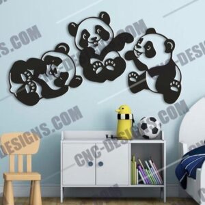 "Three Panda Babies DXF File"