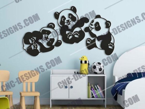 "Three Panda Babies DXF File"