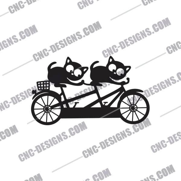 Cats with Bike DXF Files Image