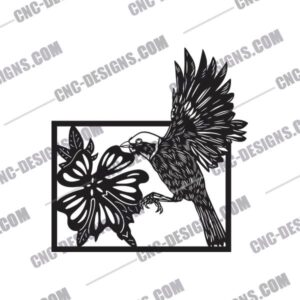 Bird with Flower DXF File