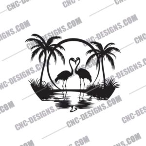 Sunset Flamingos DXF File