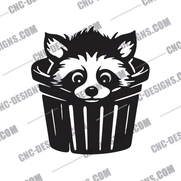 Raccoon in Trash DXF File