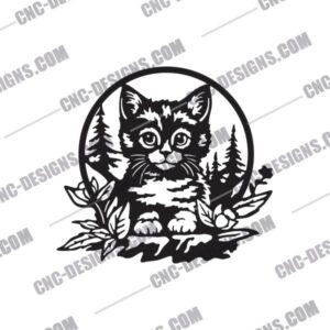 Cat with Flowers DXF Files