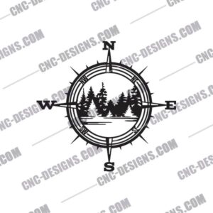 Trees Compass Scene DXF File