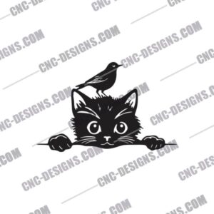 Cat with Bird DXF Files