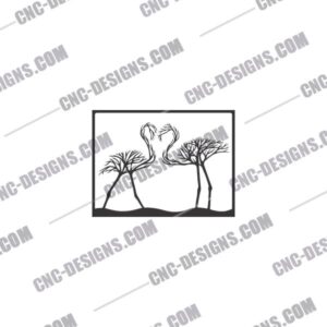 Tree Flamingo Wall Decor DXF File