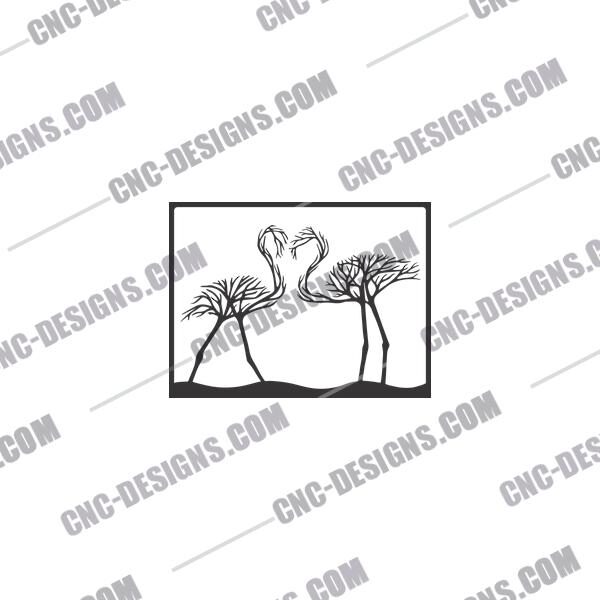 Tree Flamingo Wall Decor DXF File